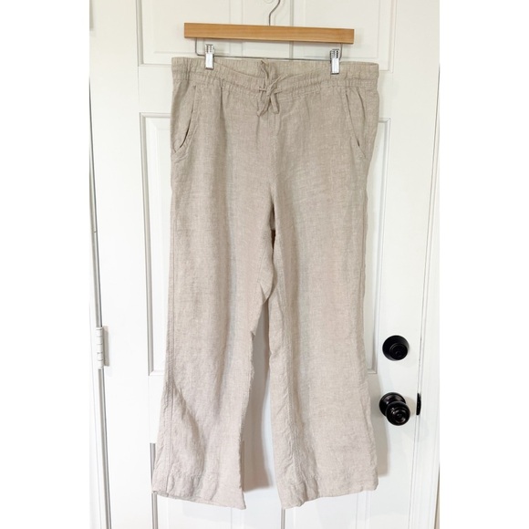 LL Bean Women's Premium Washable Linen Pull-On Pants, Oatmeal size  12 - Picture 6 of 11